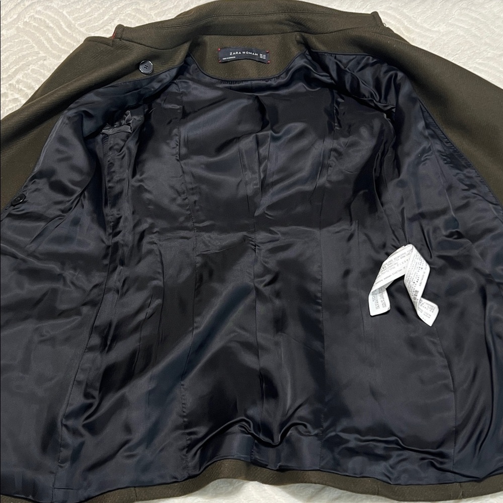 Zara Woman Olive Military Double-Breasted Blazer Jacket XS | Excellent Condition - Picture 13 of 13